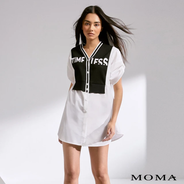 MOMA【MOMA】俏皮感撞色背心假兩件上衣(白色)