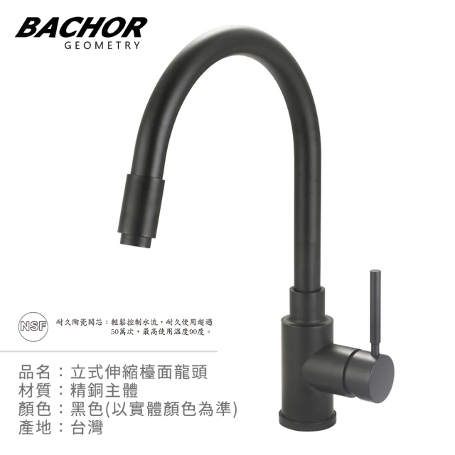 【BACHOR】霧黑伸縮檯面龍頭組(水龍頭)