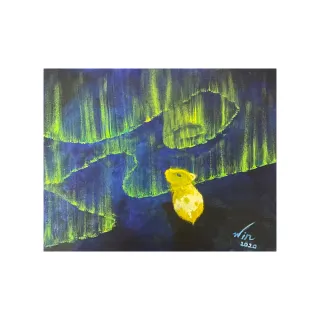 【Laart Monto 拉蒙朵】靈動畫家張景雯-極光黃金鼠(真跡油畫)