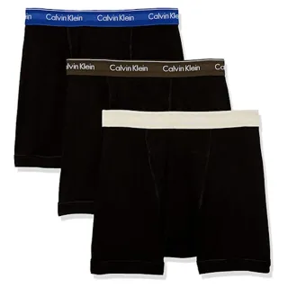 【Calvin Klein 凱文克萊】2022男優雅棉質彩色褲頭黑色四角內著混搭3件組-網(預購)