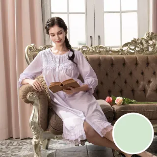 【Wacoal 華歌爾】睡衣-奢華系列 M-L奢華知性純棉七分袖洋裝 NNE11821C2(薄荷綠)