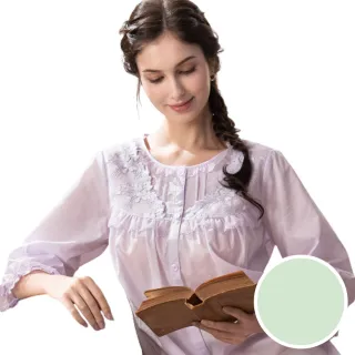 【Wacoal 華歌爾】睡衣-奢華系列 M-L奢華知性純棉七分袖洋裝 NNE11821C2(薄荷綠)