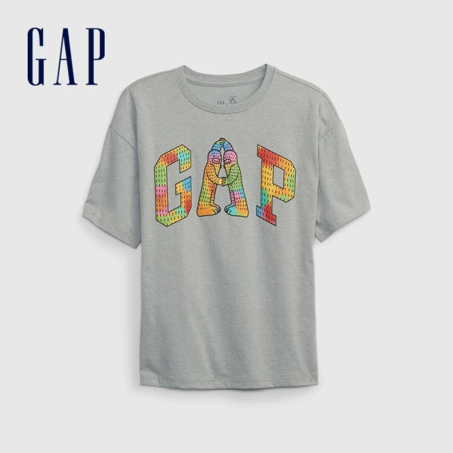 GAP【GAP】男童 Gap x FRANK APE 聯名系列 Logo/印花短袖T恤(867984-灰色)
