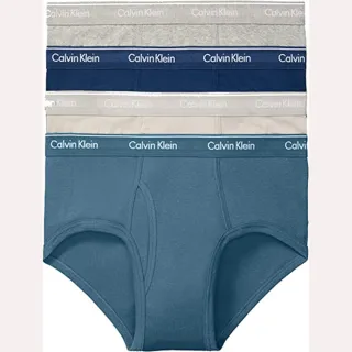 【Calvin Klein 凱文克萊】2022男時尚棉質藍灰色三角內著混搭4件組-L-網(預購)