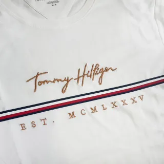 【Tommy Hilfiger】金色電繡草寫文字LOGO短袖(男女可穿、兩色可選)