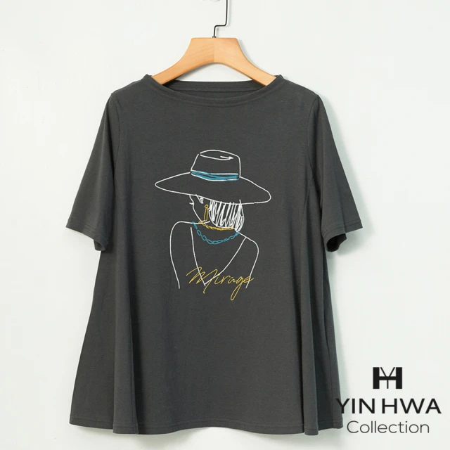 YIN HWA 盈樺【YIN HWA 盈樺】YH COLLECTION 簡約休閒人物線條印花上衣