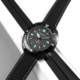 【SEIKO 精工】限量款 PROSPEX 陸龜 潛水錶 機械錶 尼龍帆布手錶 黑色 42mm(4R35-05H0C.SRPH99K1)