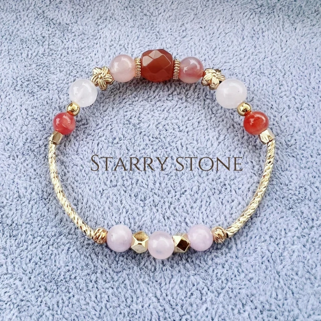 【Starry Stone】粉莓戀人~手作水晶手鍊(草莓晶.粉碧璽.馬達加斯加粉水晶)