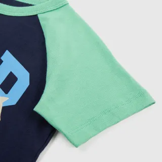 【GAP】幼童裝 布萊納系列 Logo純棉趣味印花短袖T恤 男女同款(794649-藏青色)
