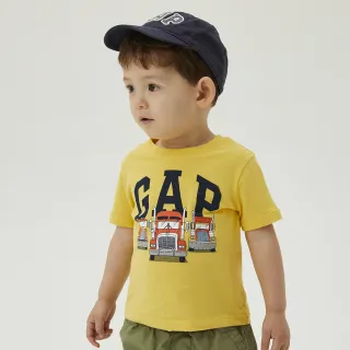 【GAP】男幼童 布萊納系列 Logo純棉印花短袖T恤(833341-黃色)