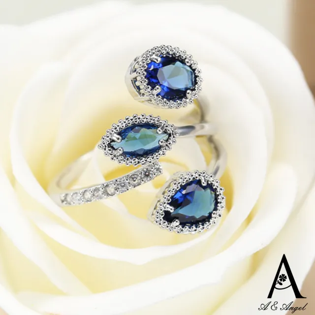 Rj New York 氣質水滴仿拓怕石流線開口彈性戒指 2色可選 Momo購物網