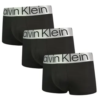 【Calvin Klein 凱文克萊】Reconsidered Steel 絲質寬腰帶合身四角/平口褲 CK內褲(黑色 三入組)