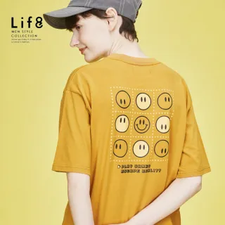 【Life8】ALL WEARS 表情遊戲 印花短袖上衣-芥黃(41081)
