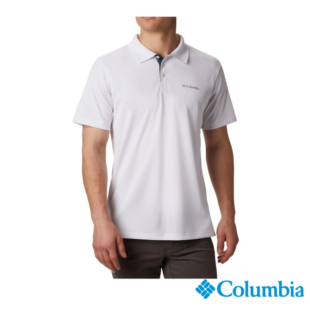 【Columbia 哥倫比亞】男款-UPF30快排Polo衫-白色(UAX01260WT/ 2022年春夏品)