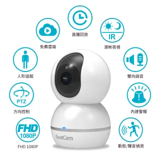 【spotcam】Eva 2 FHD 1080P 人形追蹤可擺頭360度雲端網路攝影機(視訊 網路 攝影機 高清 FHD)