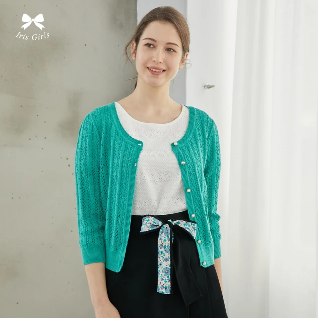 【Iris Girls 艾莉詩】甜美織紋針織外套-3色(11810)