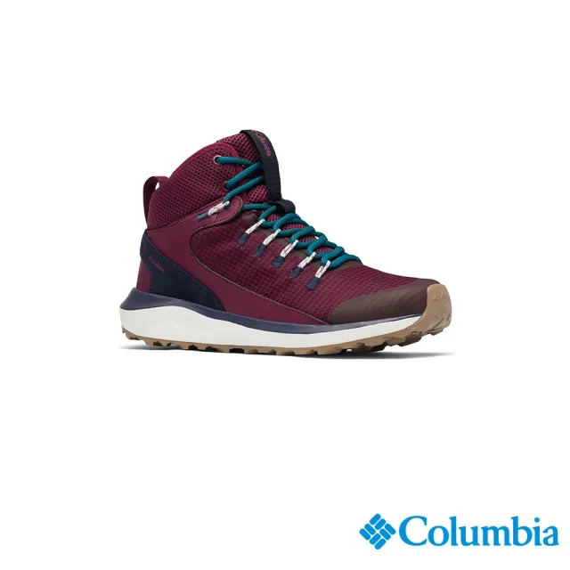 【Columbia 哥倫比亞】女款- 防水高筒（寬楦）健走鞋-暗紅(UBK01550DL / 2022年春夏商品)