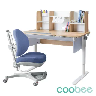 【SingBee 欣美】coobee L板型成長機能桌+桌上書架+138單背椅(兒童桌椅組/升降書桌椅/台灣製)