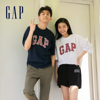 【GAP】男女同款 厚磅密織 親膚系列 Logo純棉短袖T恤(多色可選)
