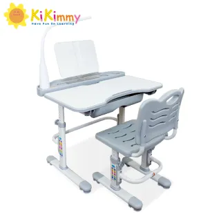 【kikimmy】可調式兒童成長型桌椅組加大款-附抽屜+閱讀燈+閱讀書架(K413)
