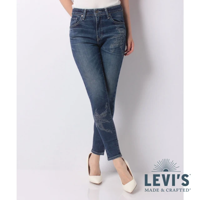 【LEVIS】女款 LMC MIJ日本製 721高腰緊身窄管牛仔長褲/日本職人磨損雕花工藝/靛藍赤耳/及踝款-熱賣單品