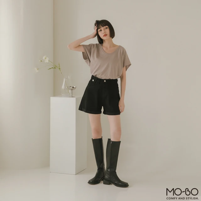 MO-BO【MO-BO】彈力小袋蓋反摺短褲(褲子)
