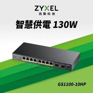 【ZyXEL 合勤】8埠GbE企業級區域網路交換器(GS1100-10HP)
