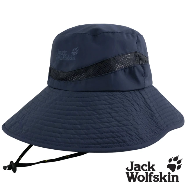 Jack wolfskin 飛狼【Jack wolfskin 飛狼】拼接透氣網布抗UV圓盤帽 遮陽帽(丈青)