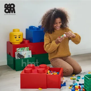 【LEGO 樂高】Room Copenhegen 樂高八凸抽屜收納箱6色組合 黑 灰 白 湖水綠 粉 淺藍(樂高收納盒)