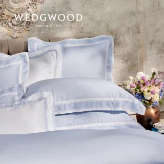 【WEDGWOOD】100%天絲床包兩用被套枕套四件組-簡約灰藍(加大)