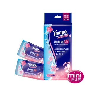 【TEMPO】櫻花限定版-濕式衛生紙迷你袖珍包(櫻花香氛/7抽×6包/組)