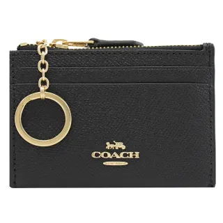 【COACH】簡約馬車LOGO信用卡證件鑰匙圈零錢包(黑)