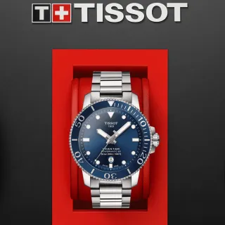 【TISSOT 天梭】Seastar 海星陶瓷表圈300米潛水機械錶(T1204071104103)