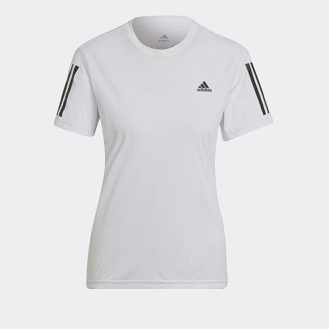 【adidas 愛迪達】上衣 運動上衣 短袖上衣 T恤 女上衣 白 OWN THE RUN TEE(HB9380)