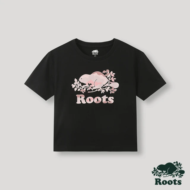 Roots【Roots】Roots女裝-T恤俱樂部系列 迷彩海狸短袖T恤(黑色)