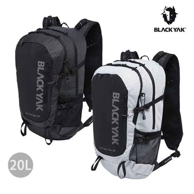 【BLACK YAK】343 VEST PACK 20L後背包(黑色/白色)BYBB1NBE02(韓國 後背包 登山包 20L 男女適用)
