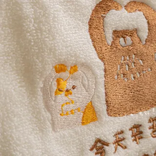 【生活倉庫】生活訂製 辛苦了刺繡毛巾(純白日系療癒可愛日文英文字動物熊兔子貓咪吸水運動)