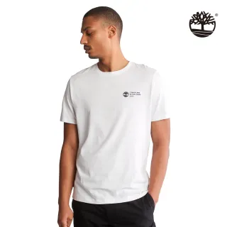 【Timberland】男款白色有機棉背部醒目印花短袖T恤(A6215100)