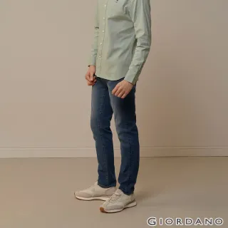 【GIORDANO 佐丹奴】男裝輕薄高彈力錐形牛仔褲(24 中藍)