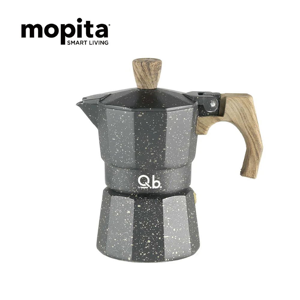 【義大利MOPITA莫比塔】摩卡壺咖啡壺 復古黑金色 3杯份 DORF01QB101(摩卡壺、咖啡壺)