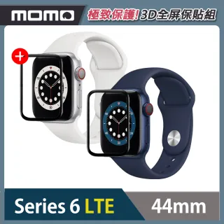 【Apple 蘋果】Apple Watch S6 LTE 44mm★3D全屏保貼組(鋁金屬錶殼搭配運動型錶帶)