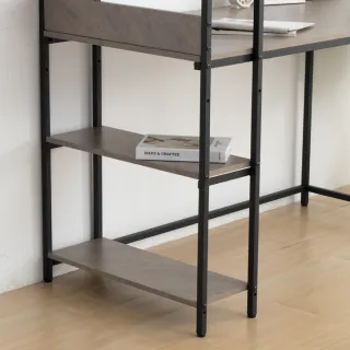 【IDEA】簡約大理石鐵木層架書桌/辦公桌(左右可互換)