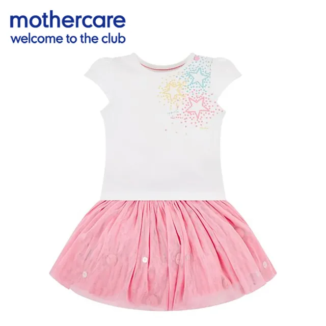 【mothercare】專櫃童裝 白星星短袖T恤+粉色澎澎裙/蓬蓬裙(1-3歲)