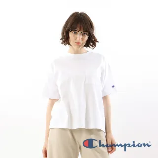 【Champion】Womens印花口袋短Tee-白色