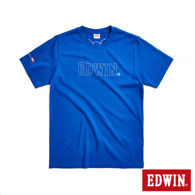 【EDWIN】紅標繡線LOGO短袖T恤-男款(藍色)