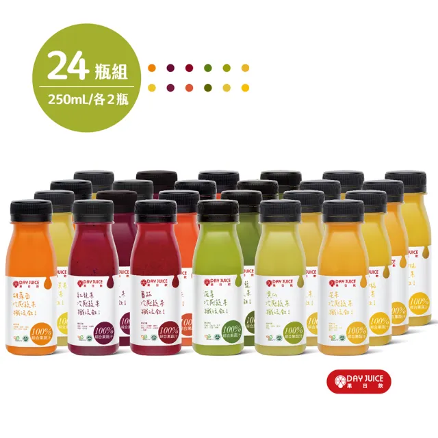 【Day Juice 果日飲】冷壓綜合蔬果纖活飲24瓶組(1-12號各2瓶-共24瓶)