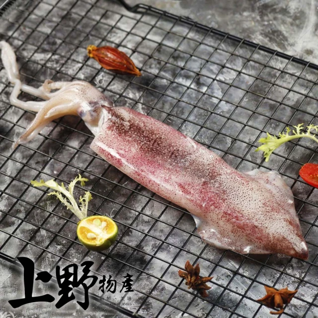 【上野物產】台灣產 鮮凍生鮮魷魚冰捲 x6隻(250g±10%/隻)