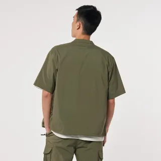 【JEEP】圓領舒適涼感襯衫-男女適穿(軍綠色)