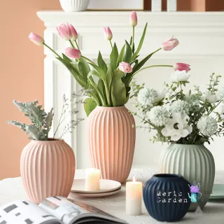 【Meric Garden】北歐輕奢創意摺紙陶瓷花瓶/裝飾花器_L_2色任選