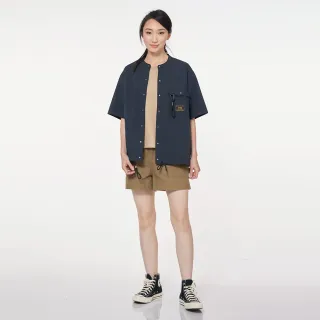 【JEEP】圓領舒適涼感襯衫-男女適穿(深藍)